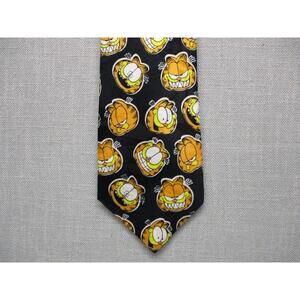 Vintage PAWS Addiction Black Whimsical Cartoon Garfield Print Necktie Men‎